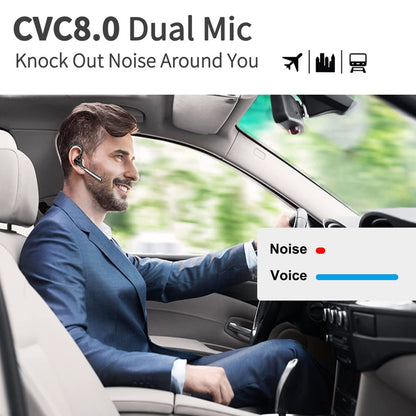 Conambo Bluetooth V5.1 K18 wireless earpiece with CVC 8.0 and ENC dual mic noise cancellation, headphones with mute microphone for driving/office/business for iPhone Android.