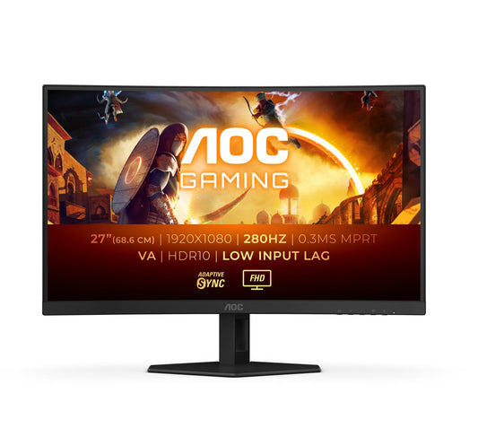AOC Gaming C27G4ZXED - 27-inch Full HD Curved Monitor, 280Hz, 1ms, HDR10, FreeSync Premium (1920x1080, HDMI, DisplayPort) black/gray