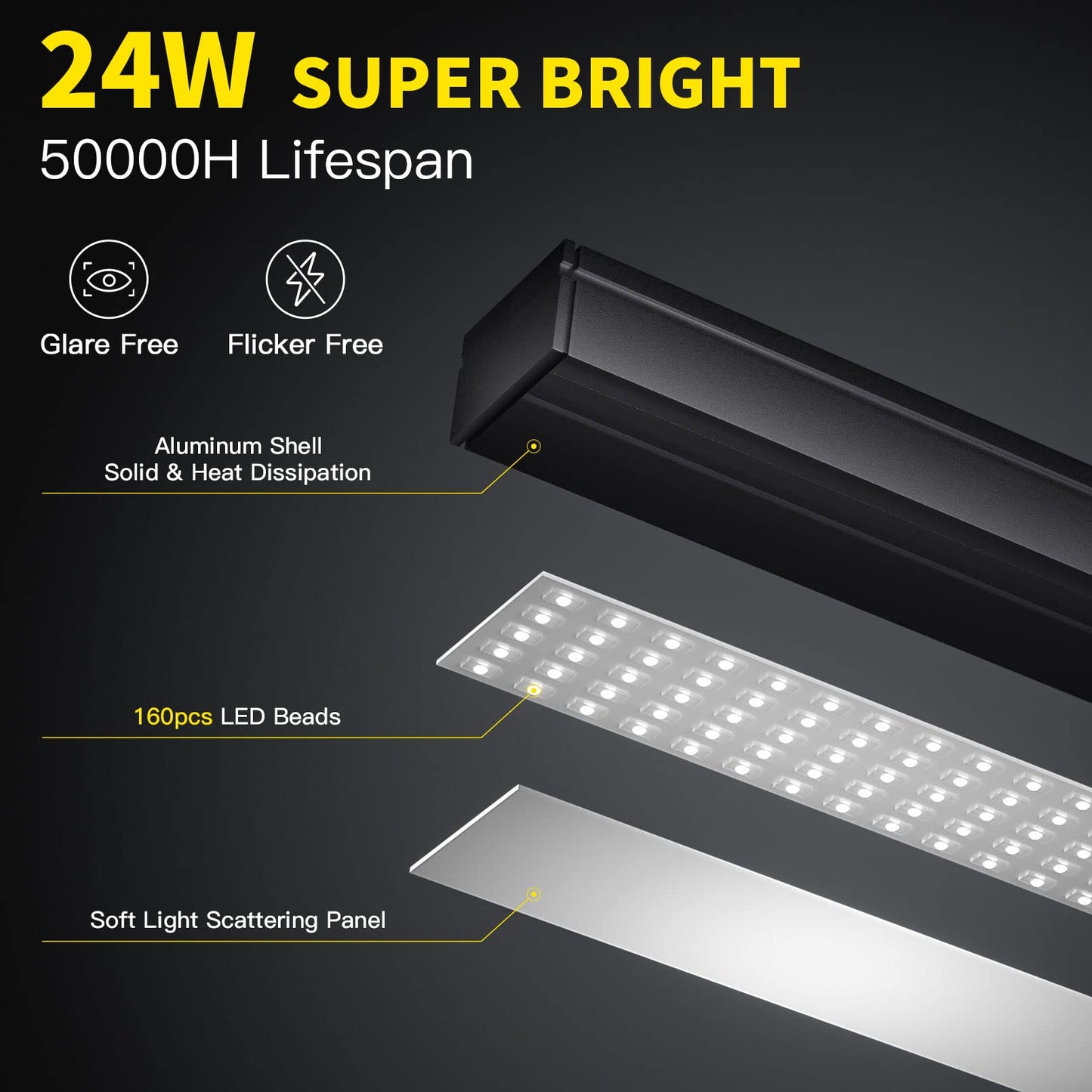 CHICLEW 24W LED Desk Lamp, Dual-Head Gooseneck Table Lamp Dimmable, 3 Color Temperatures & Stepless Dimming Reading Lamp, Eye-Care Clamp Lamp, Work Lamp Architect Lamp for Home/Office