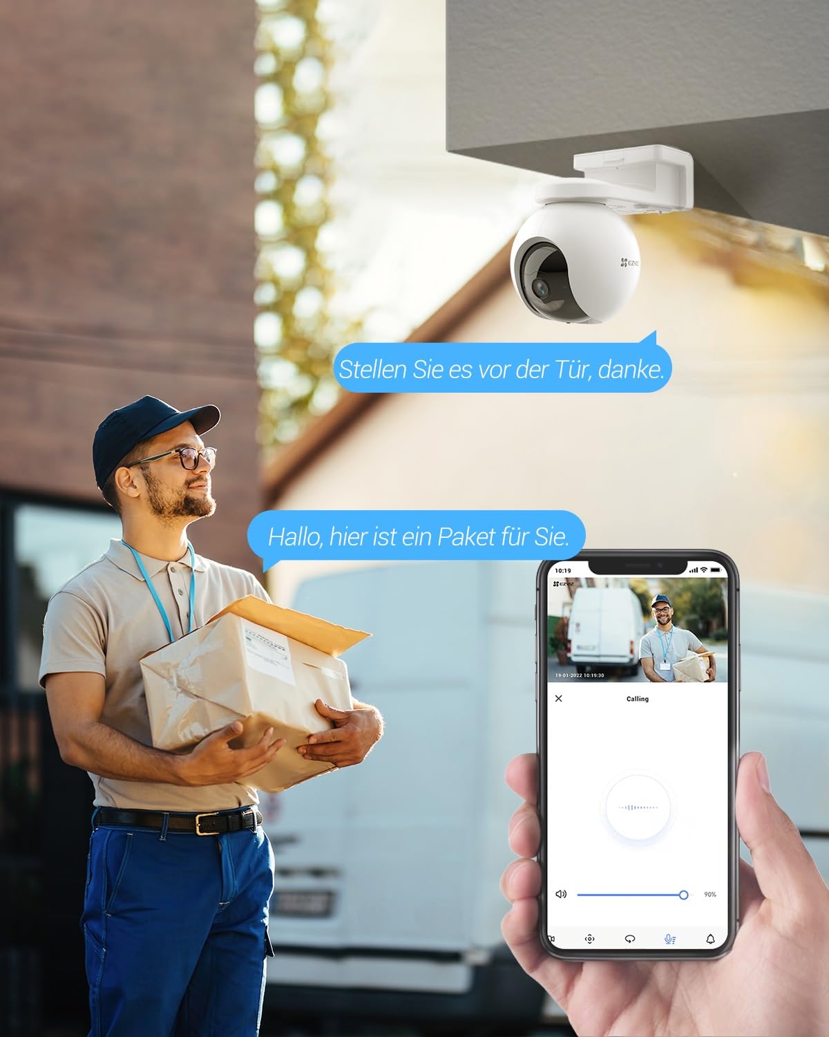 EZVIZ 2K wireless outdoor camera with 10400mAh battery, PT battery camera with AI person detection, Automatic tracking, Active defense with siren and spotlight, Two-way audio.