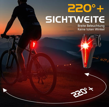LED bike light set, StVZO approved front and rear bike lights with 1000mAh battery, 50 LUX bike light set USB rechargeable IPX5 waterproof bike lights LED set