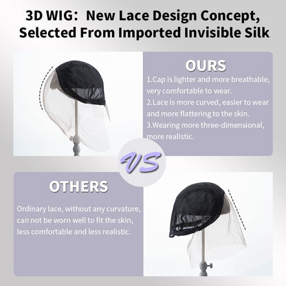DEBUT Lace Front Wig Body Wave Human Hair Wig 13x4 HD Transparent Lace Front 3D Wig Human Hair Wig for Black Women with Pre-plucked Baby Hair 180% Density (65cm, black)