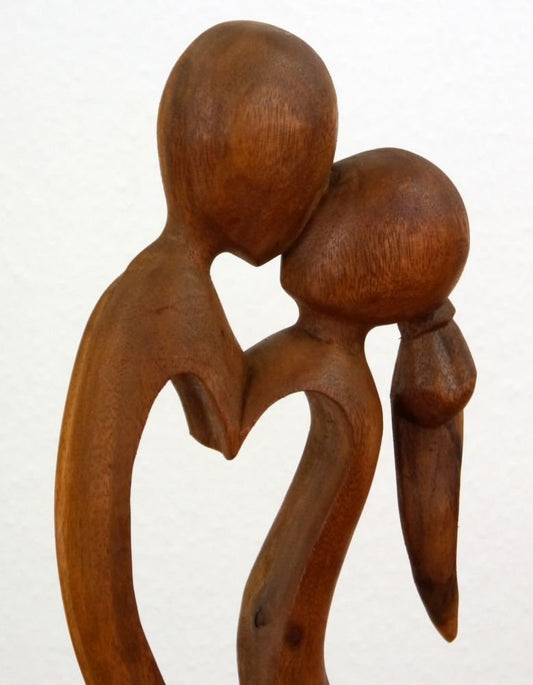 Sculpture of love and security, wooden figurine, statue, couple in love, decorative figure, (handmade)