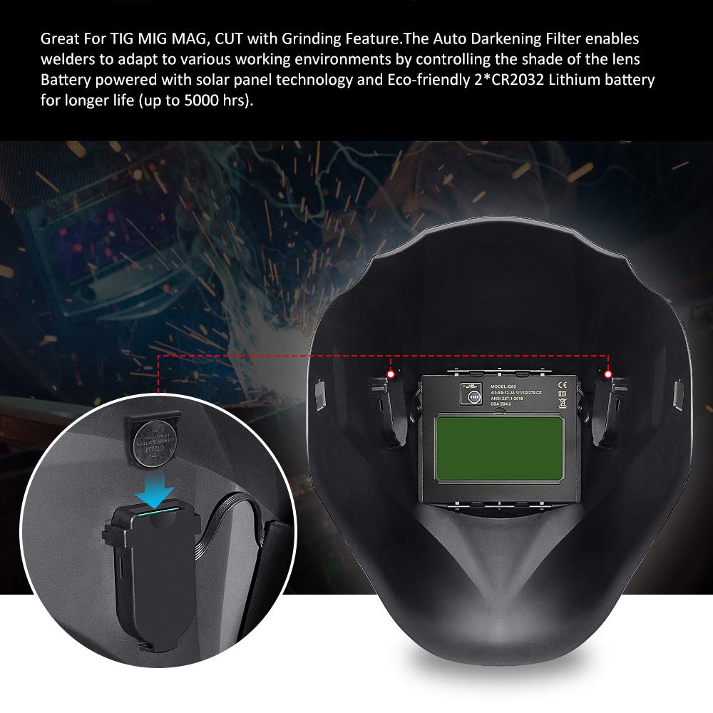 JALUWELD Automatic True Color Welding Helmet Fully automatic welding helmets Automatic darkening Solar welding mask Large field of view for applications Includes 5 interchangeable lenses