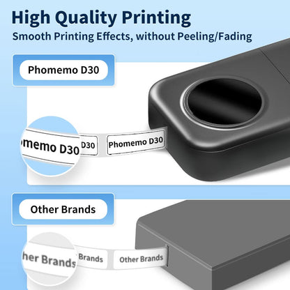 Phomemo D30 label printer, Bluetooth self-adhesive labeling machine, portable label maker, self-adhesive label printer, rechargeable, ink-free mini label printer for home, office, school.