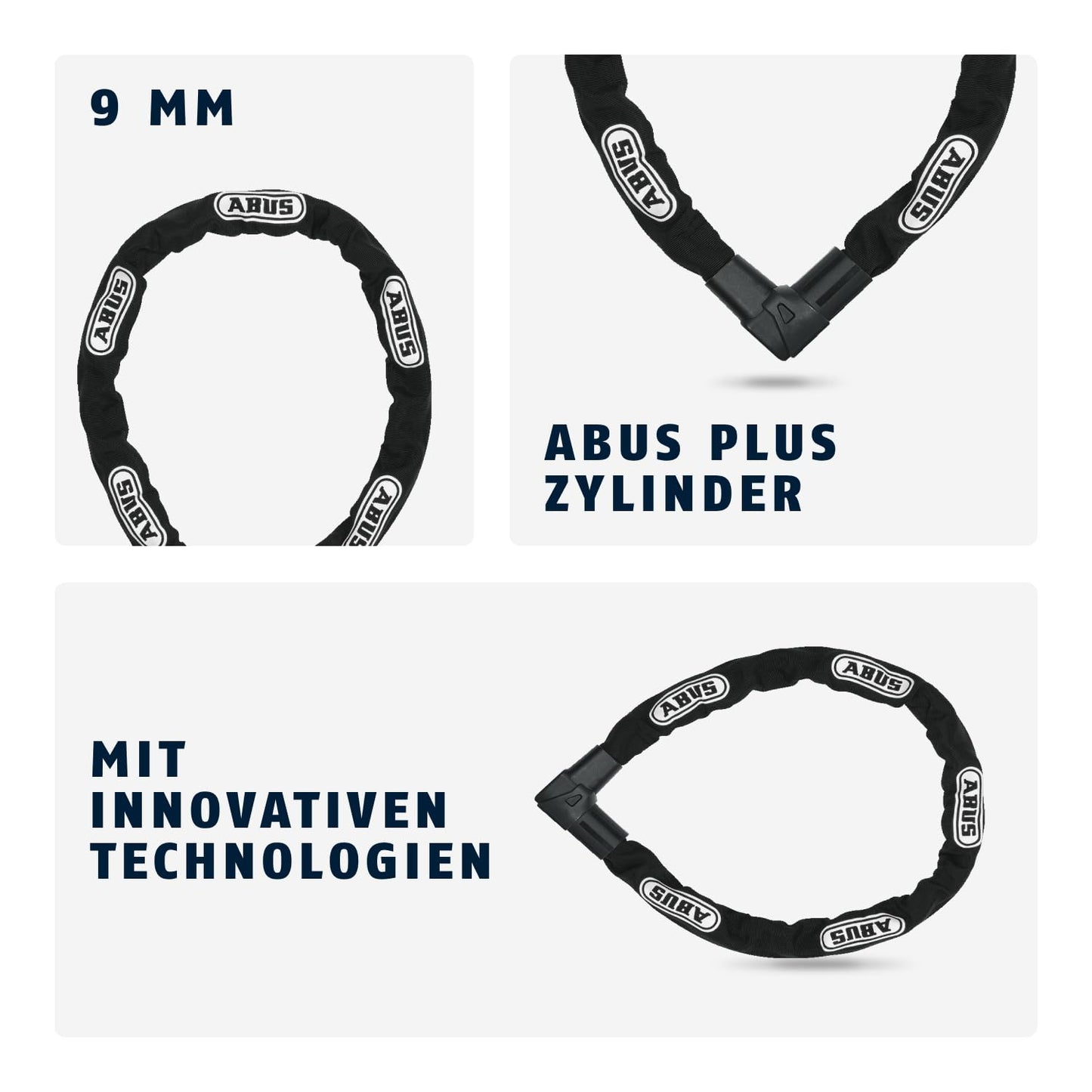 Abus chain lock Citychain 1010/110 - Bike lock made of hardened steel - Security level 12 - 110 cm - 12042 - Black, Black