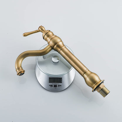 FWZZQ Bathroom Faucet Antique Brass, Bathroom Sink Faucet High 360° Rotatable, Retro Basin Faucet, Single Lever Mixer Tap Bathroom Faucet High Spout for Bathroom