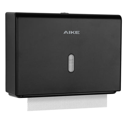 AIKE Paper Towel Dispenser Wall Mount Commercial, holds 200+ sheets for Z-fold & 25.4x7.8 cm multi-fold towels, Towel Dispenser AK5102, Black.