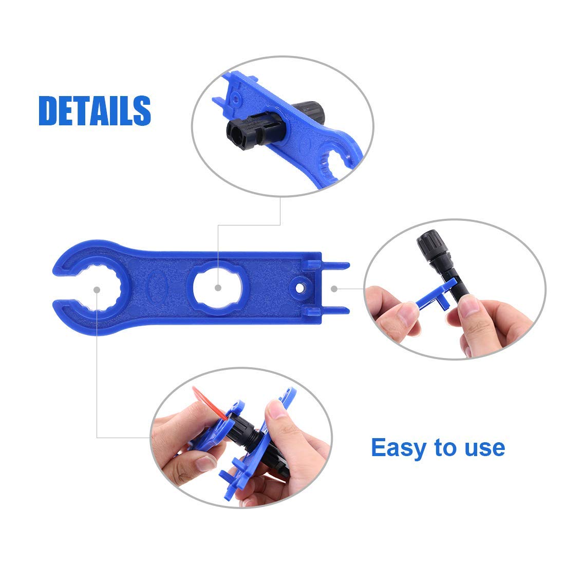 GTIWUNG 10 Pairs Male/Female Solar Panel Cable Connectors with 1 Pair of Wrenches + Solar Crimping Tool for 2.5/4.0/6.0mm² Solar Panel PV Cables.