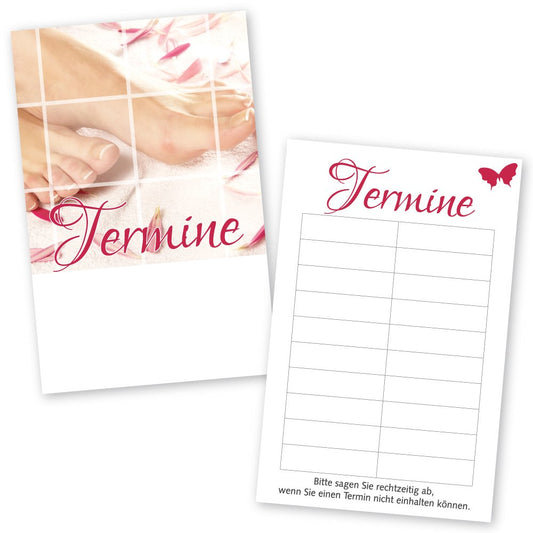 500 Foot Care - Appointment Cards PINK LADY with 10 appointment fields and stamp area on the front side.