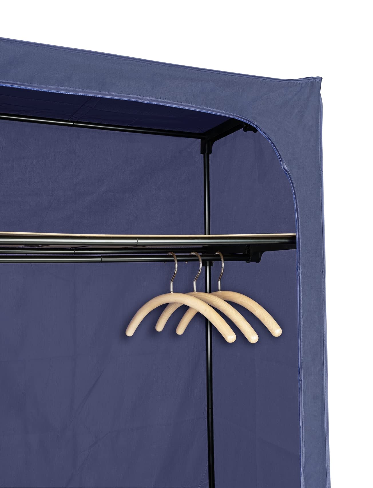 WENKO wardrobe Business with shelf and clothes rail, fabric wardrobe for dust-free storage of textiles, metal frame and fabric in durable polyester quality, 75 x 160 x 50 cm