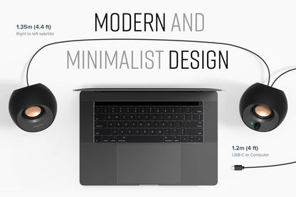 CREATIVE Pebble V3 desktop speakers with USB-C 2.0, USB Audio, Clear Dialog, Bluetooth 5.0, 8W RMS, 16W peak power, and USB-A adapter included (black)