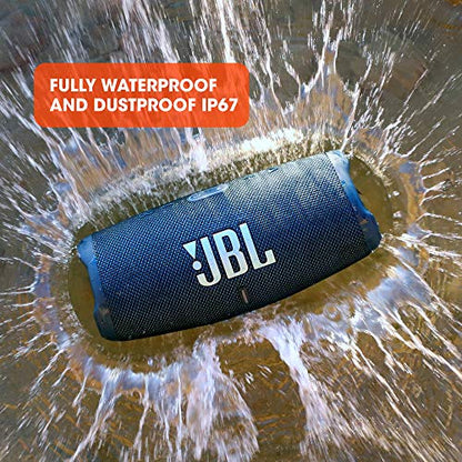 JBL Charge 5 Bluetooth speaker in black - Waterproof, portable boombox with built-in power bank - One charge for up to 20 hours of wireless music enjoyment.