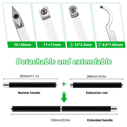 25 pieces woodturning tools accessory set, woodturning tool carbide, woodturning knife set consisting of swan neck knife/square knife/diamond knife/round turning tool, turning chisel