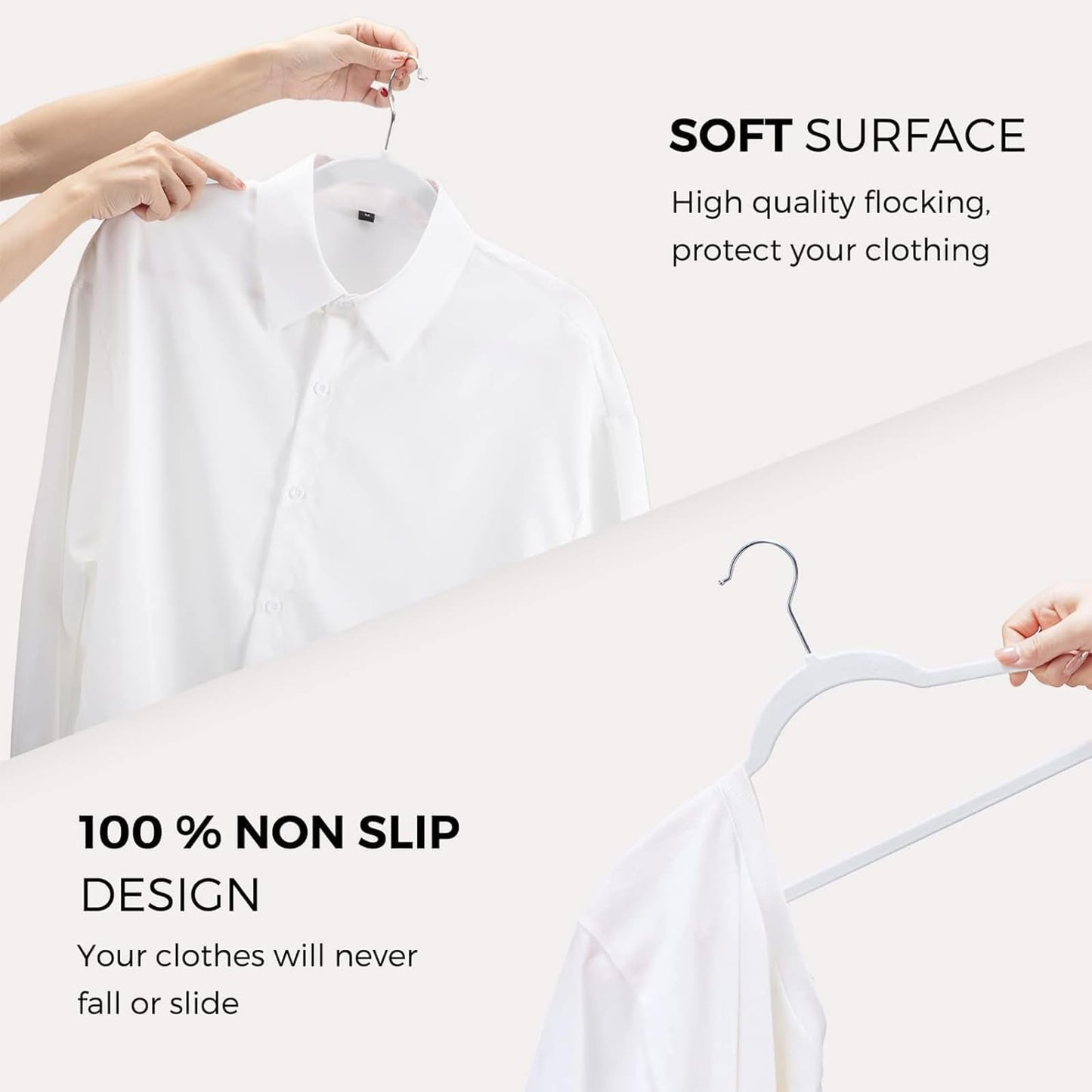HOUSE DAY White Clothes Hangers 360 Pack, Velvet Hangers Non Slip Felt Hangers - Space Saving, Premium White Suit Hangers, 360° Rotating Hook