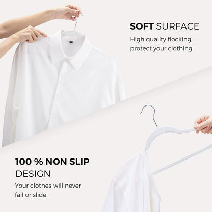 HOUSE DAY White Clothes Hangers 360 Pack, Velvet Hangers Non Slip Felt Hangers - Space Saving, Premium White Suit Hangers, 360° Rotating Hook