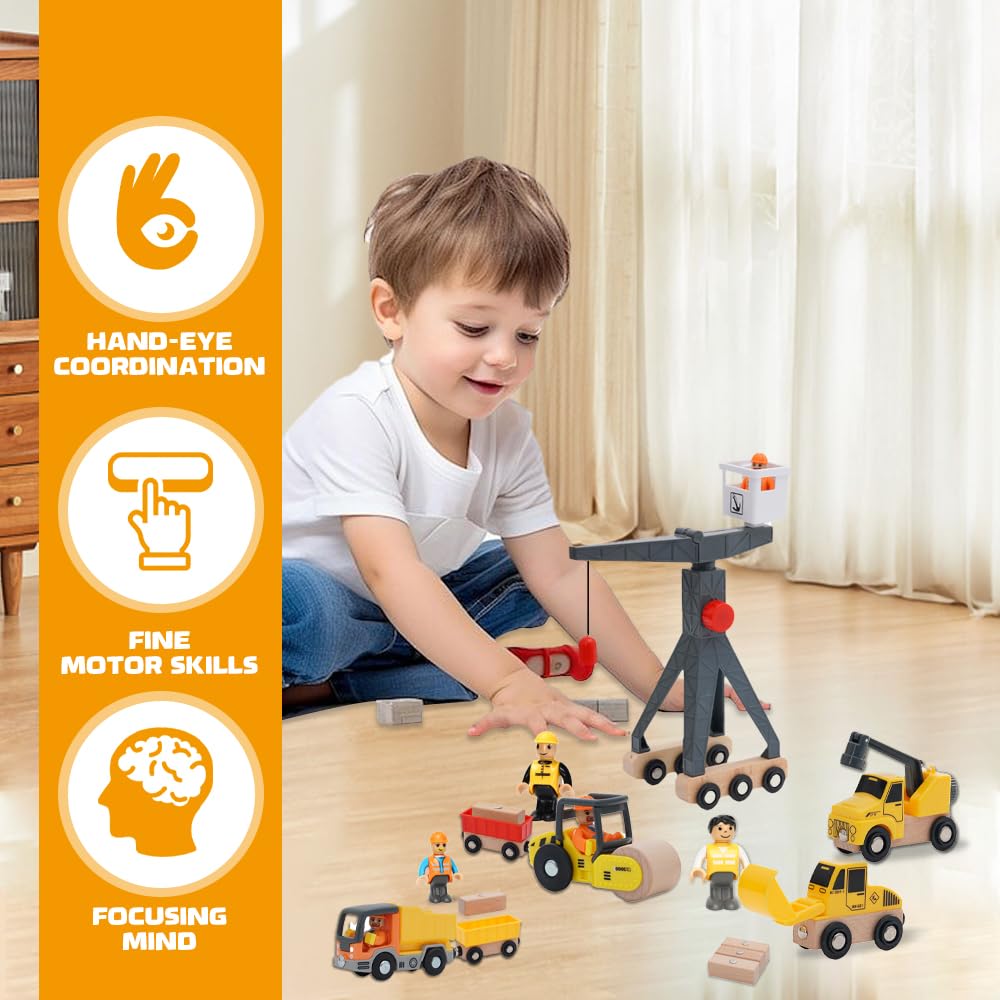 WDKXCN Construction vehicles for kids, construction toys, crane toy, mini excavator, bulldozer - play set for ages 3 and up.
