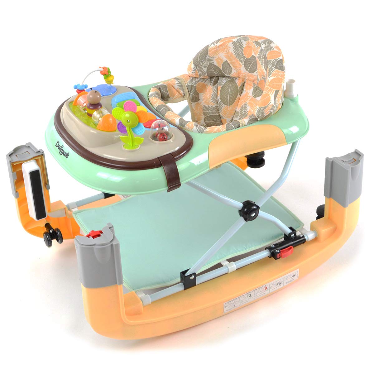 Daliya® BEBISTEP 4in1 play and walk learning car - baby walker with rocking function Walking aid Baby swing with music & game center & dining table (Yellow-turquoise)