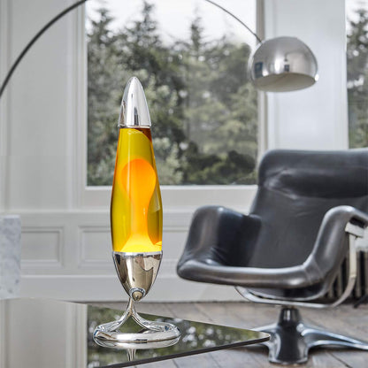 Mathmos Neo lava lamp for children and adults (chrome - yellow/orange)