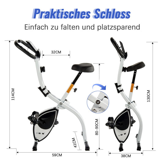 ISE Home Trainer Bike Foldable Home Trainer Bike Foldable Quiet & Comfortable Indoor Bike for Cardio Training Foldable Ergometer Home Trainer Seniors 8 Magnetic Resistance Levels