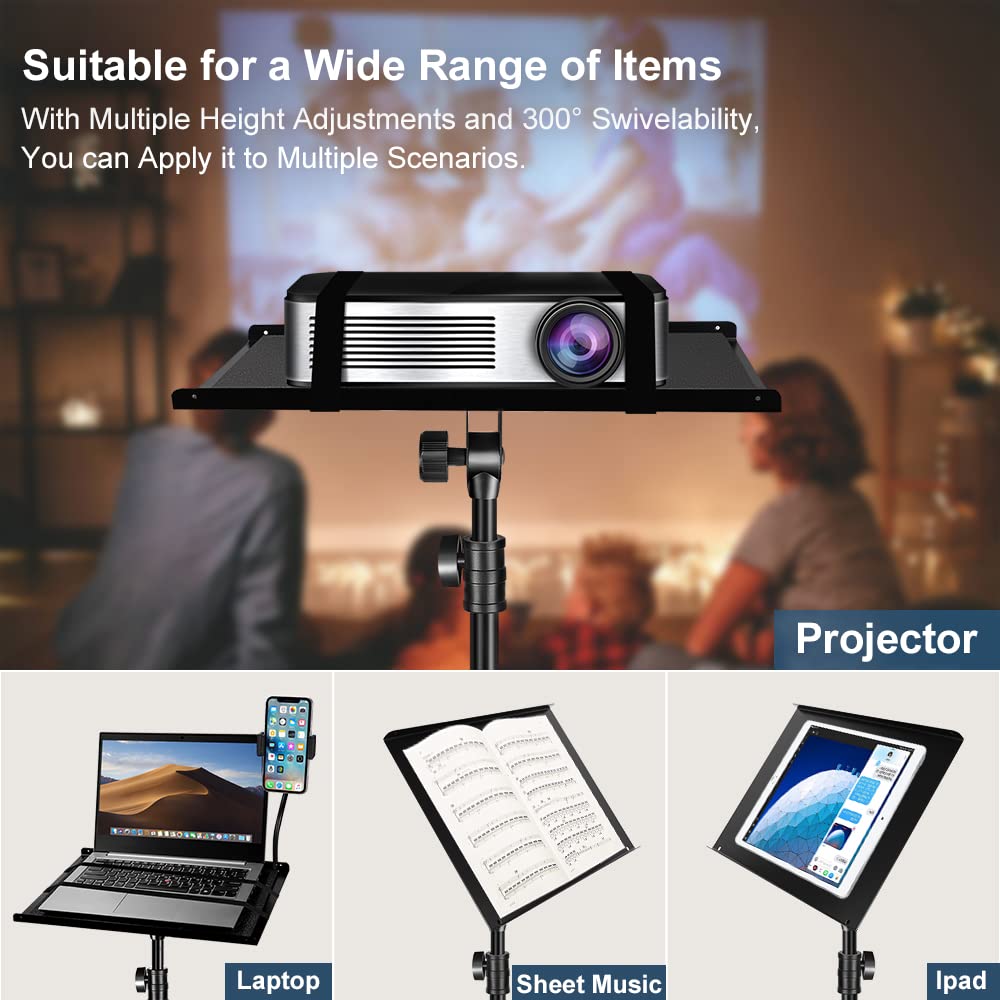 SanLead mouse pad projector stand, floor stand adjustable height from 55cm to 128cm, comes with an elastic band and a sponge cushion, projector stand tripod stand.