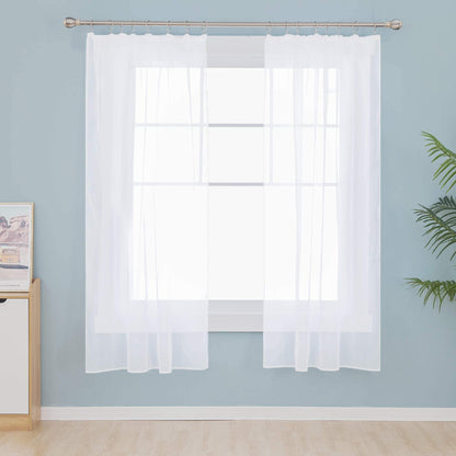 Deconovo sheer curtains with pencil pleat for curtain track in living room bedroom, 229x140 cm (HxW), white, set of 2