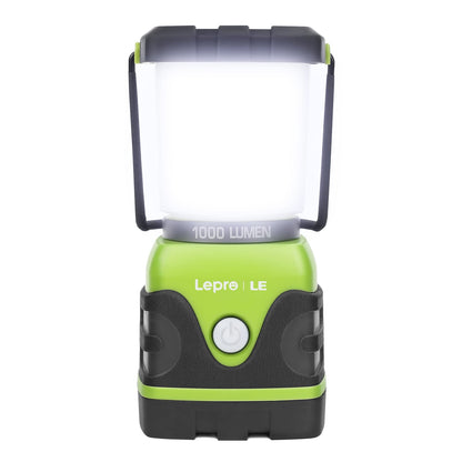 The LE LED camping lantern, ultra bright with 1000 lumens, 3 adjustable brightness levels, battery-powered emergency light for power outages, camping, emergencies, and more.