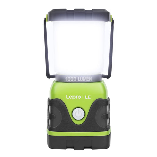 The LE LED camping lantern, ultra bright with 1000 lumens, 3 adjustable brightness levels, battery-powered emergency light for power outages, camping, emergencies, and more.