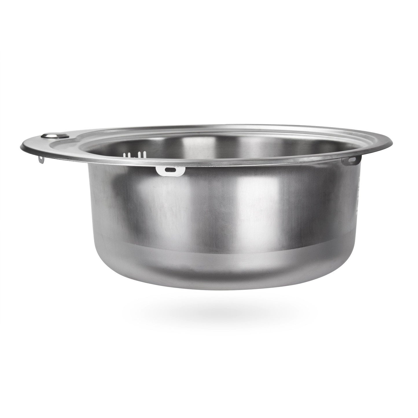 Stabilo-Sanitaire round and compact built-in sink with integrated overflow made of high-quality stainless steel, kitchen round basin 49cm kitchen sink in beautiful and modern design.