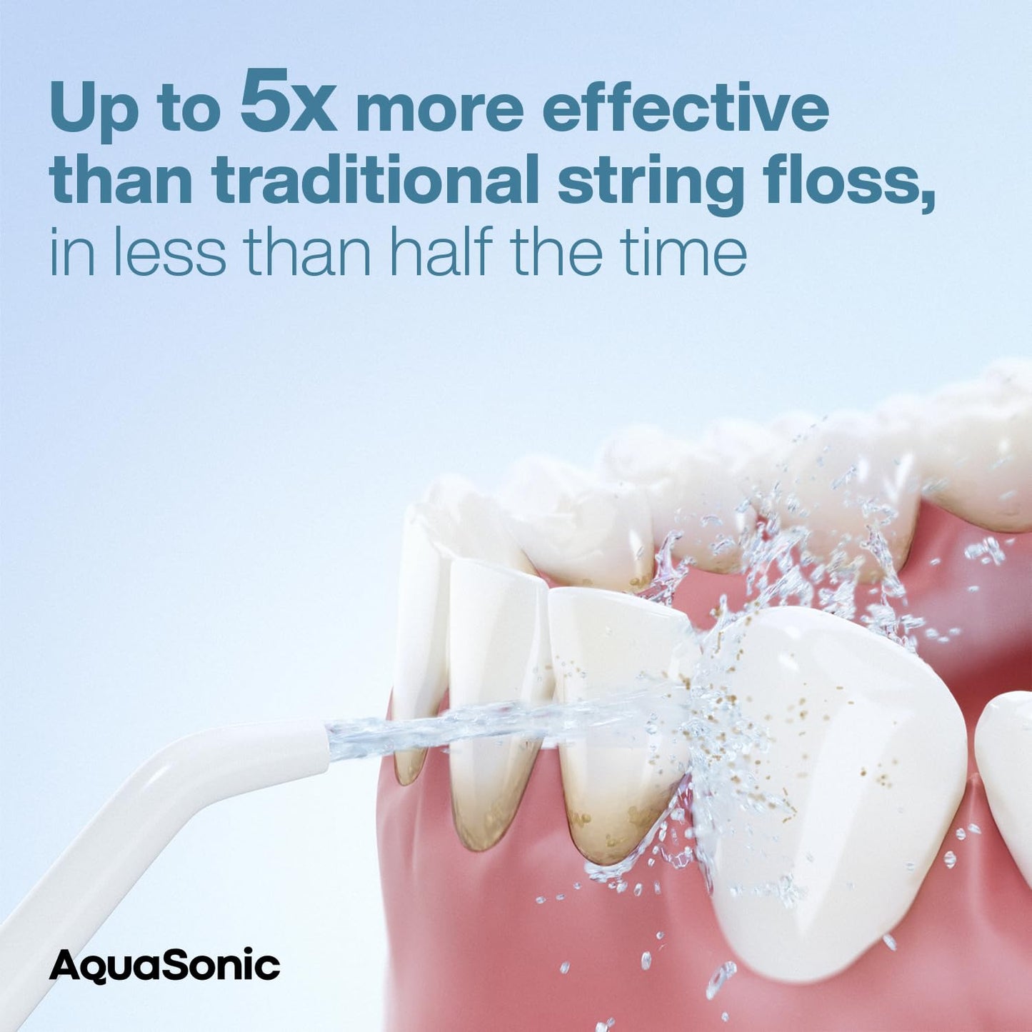 Aquasonic Aqua Flosser - Professional Rechargeable Water Flosser with 4 Tips - Oral Irrigator with 3 Modes - Portable & Cordless Flosser (White)