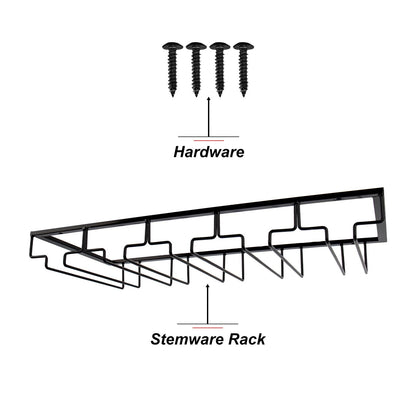 Julymoda Metal Wine Glass Holder Storage Hanging Rack for Home Bar Kitchen Restaurant, 5 rows for 15 glasses.