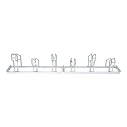 BULL bike stand, for 6 bikes, hot-dip galvanized steel construction, hoop rack, suitable for mountain bikes, for row connection and floor mounting, tire width up to 5.5 cm
