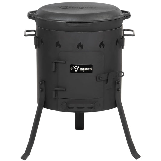 BBQ-Toro cast iron kazan with kazan oven Ø 35 cm | 12.1 L cast iron pot with lid, cast iron pot | goulash kettle, fire kettle, outdoor oven | fire oven, one-pot oven, fire pit, outdoor kitchen, Utschak.