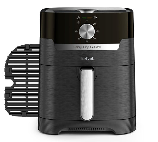 Tefal Easy Fry & Grill Classic Hot Air Fryer, 2-in-1 Technology (Air Fryer and Grill) XL, 4.2 liters for 6 servings, 1550 watts, energy-efficient, oil-free, healthy fryer, black, EY5018.