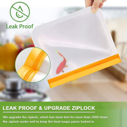 12 pack Reusable Storage Bags - BPA-free Freezer Bags, Sandwich Bags, Silicone Food Bags, Leakproof Lunch Packs for Travel Jewelry