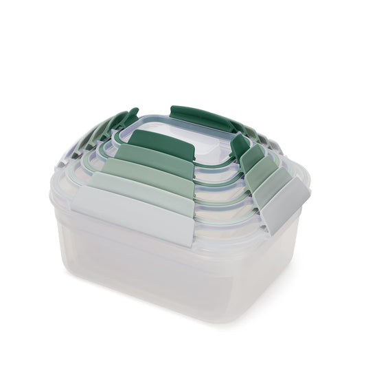 Joseph Joseph Nest Lock, 5-piece plastic kitchen food storage container set with lids, leakproof, airtight, space-saving, BPA-free - Sage Green
