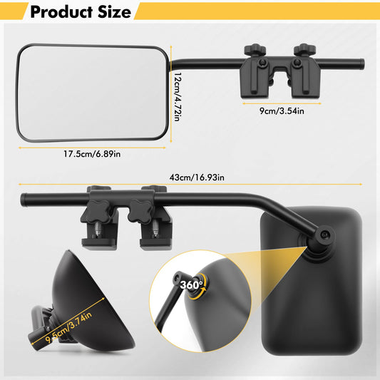 KAOLALI Caravan Mirror Car, 2 Pieces Universal Side Mirrors, Car Double Side Mirror, Caravan Mirror, Universal Mirror for all common vehicle types (2 Pieces)