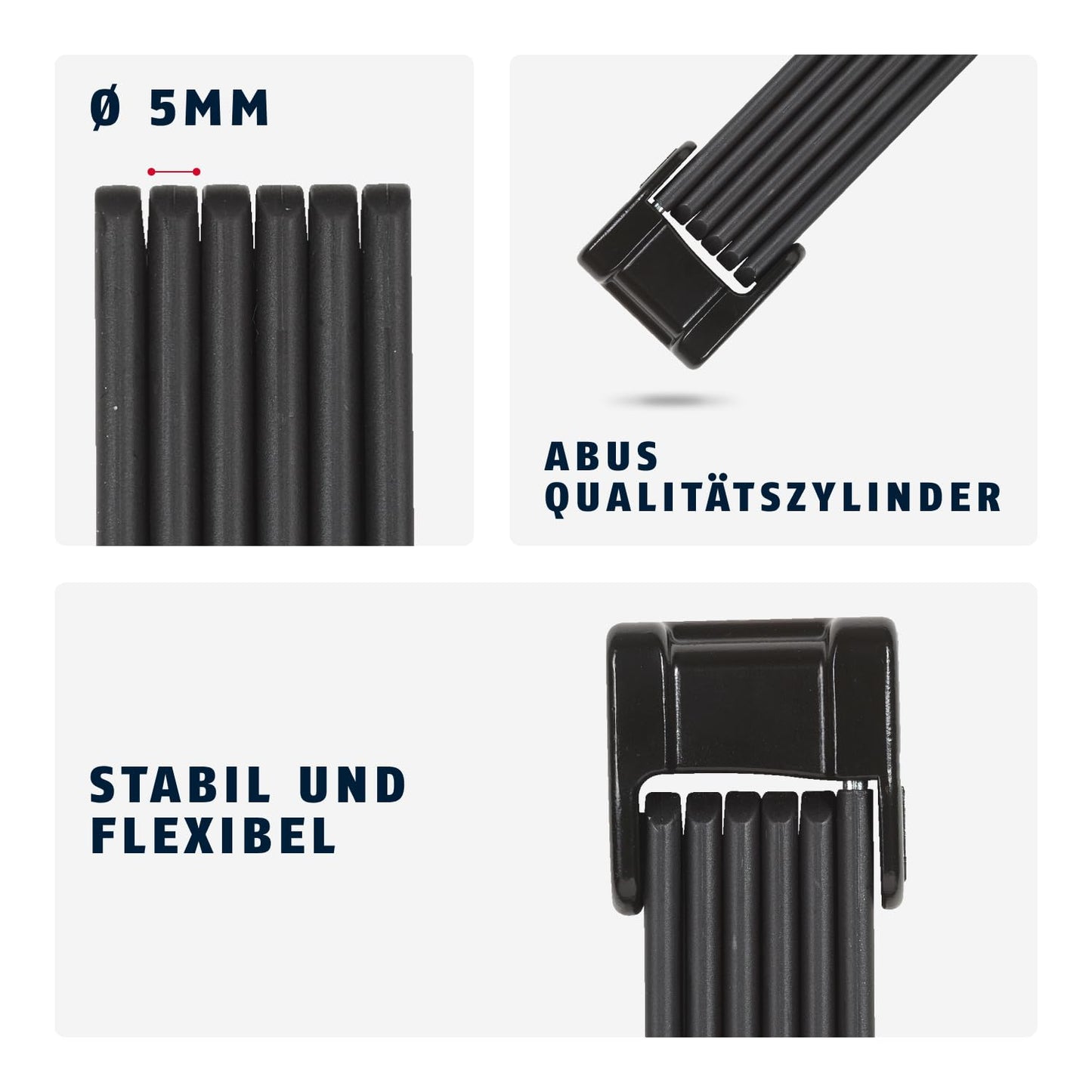 ABUS folding lock Bordo Classic 5900/90 ST with lock bag - bike lock made of hardened steel - ABUS security level 8