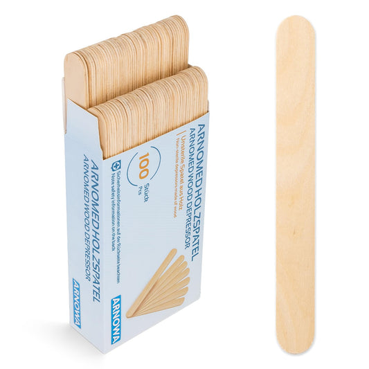 500x ARNOMED® wooden spatulas, wooden sticks for ice cream, crafting & waxing, disposable wooden handles, ice cream sticks, tongue depressors, crafting wooden sticks, wooden sticks, mouth spatulas, wooden stirring sticks.