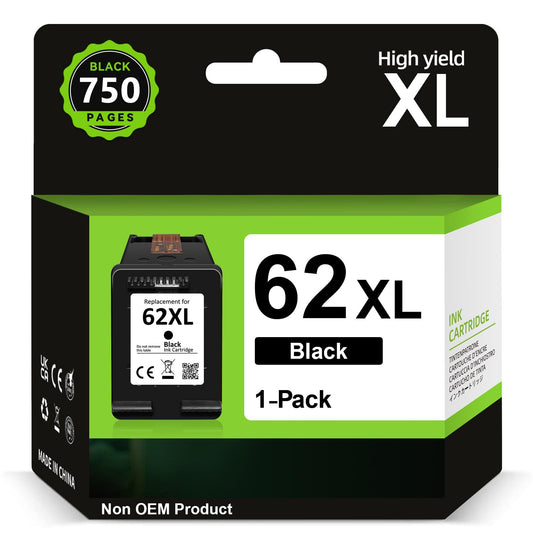 62XL Ink Cartridges Black- 750+ Pages Compatible for HP 62 Black Original for HP62 Printer Cartridge 62 Black, 62 XL for OfficeJet 200 250 5742 5740 Envy 7640 5540 5640 5544 5646 5548 5545