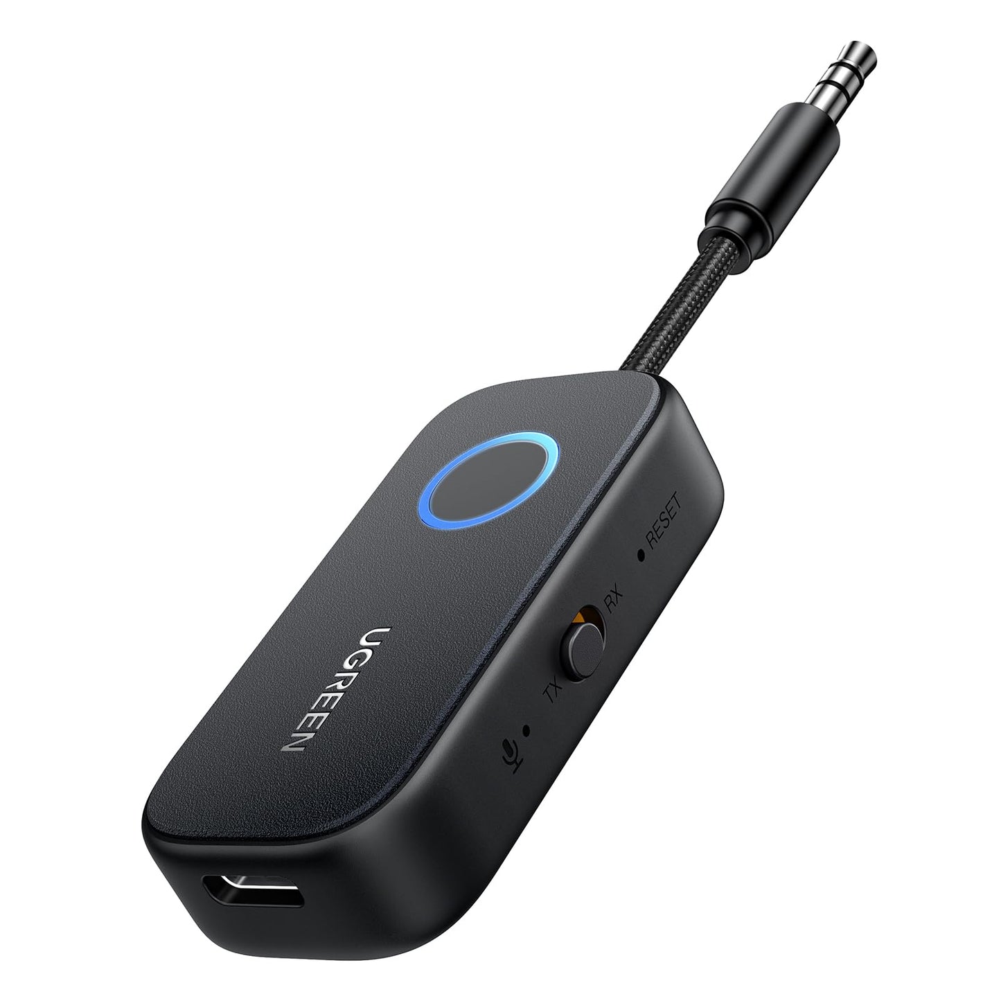 UGREEN Bluetooth 5.2 Transmitter Jack Adapter for Two Airpods 2 in 1 Receiver Compatible with TV, Stereo System, Airplane Audio Splitter for Headphones.