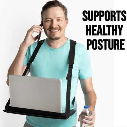 Laptop Harness, standing desk, mobile walking laptop carrier, adjustable desk, and portable laptop stand, hands-free portable desk for laptop (13 inch) or notebook.