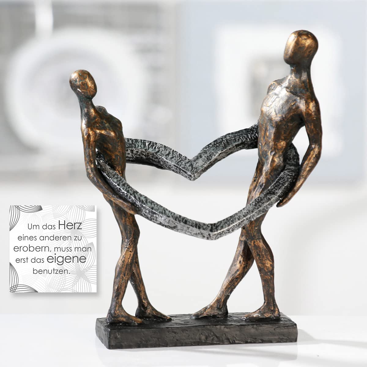Casablanca - Decorative sculpture figure Connected - made of poly bronze-colored couple H 31 cm