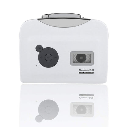 Standalone cassette player, USB cassette to MP3 converter directly onto USB disk audio music player with headphones.