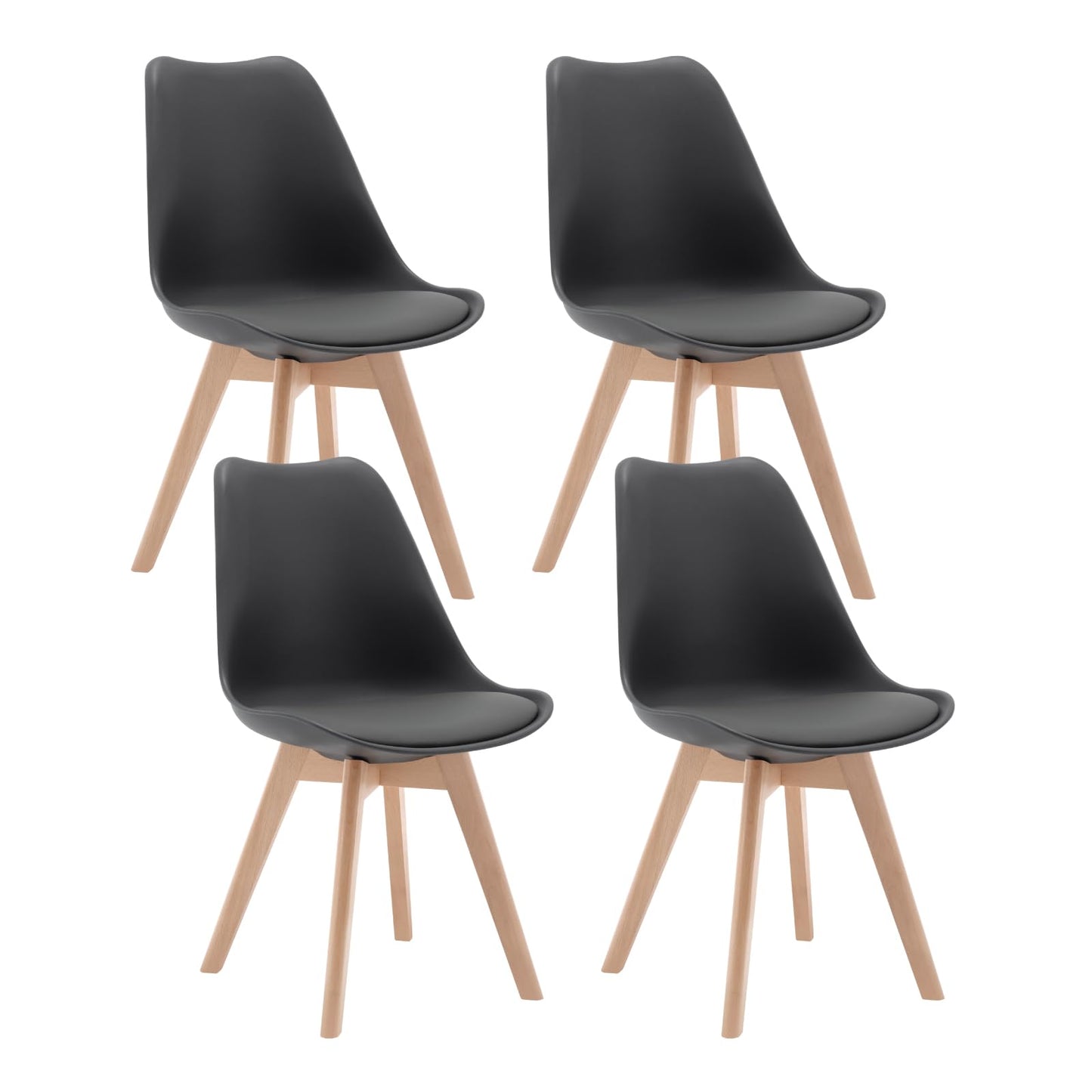 WOLTU Dining Chairs Set of 4, Scandinavian Kitchen Chairs Retro Design, Seat made of faux leather, with solid wood legs, load capacity up to 150 kg, Gray