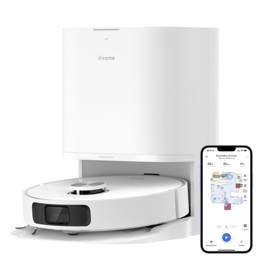 dreame L10 Prime robot vacuum and mop with automatic washing station for mop pads, 7mm mop lifting, LDS navigation, 4000Pa suction power, 3D mapping, WiFi/app control.