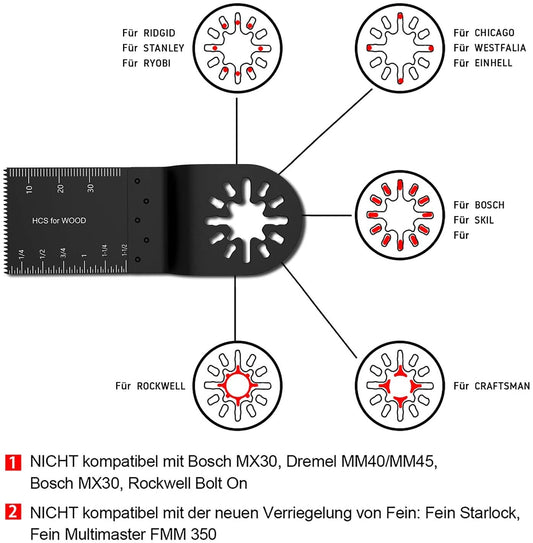 100-piece oscillating saw blade accessory set, multifunctional tool accessory set for Fein Multimaster, multitool Dremel, Makita, Einhell.