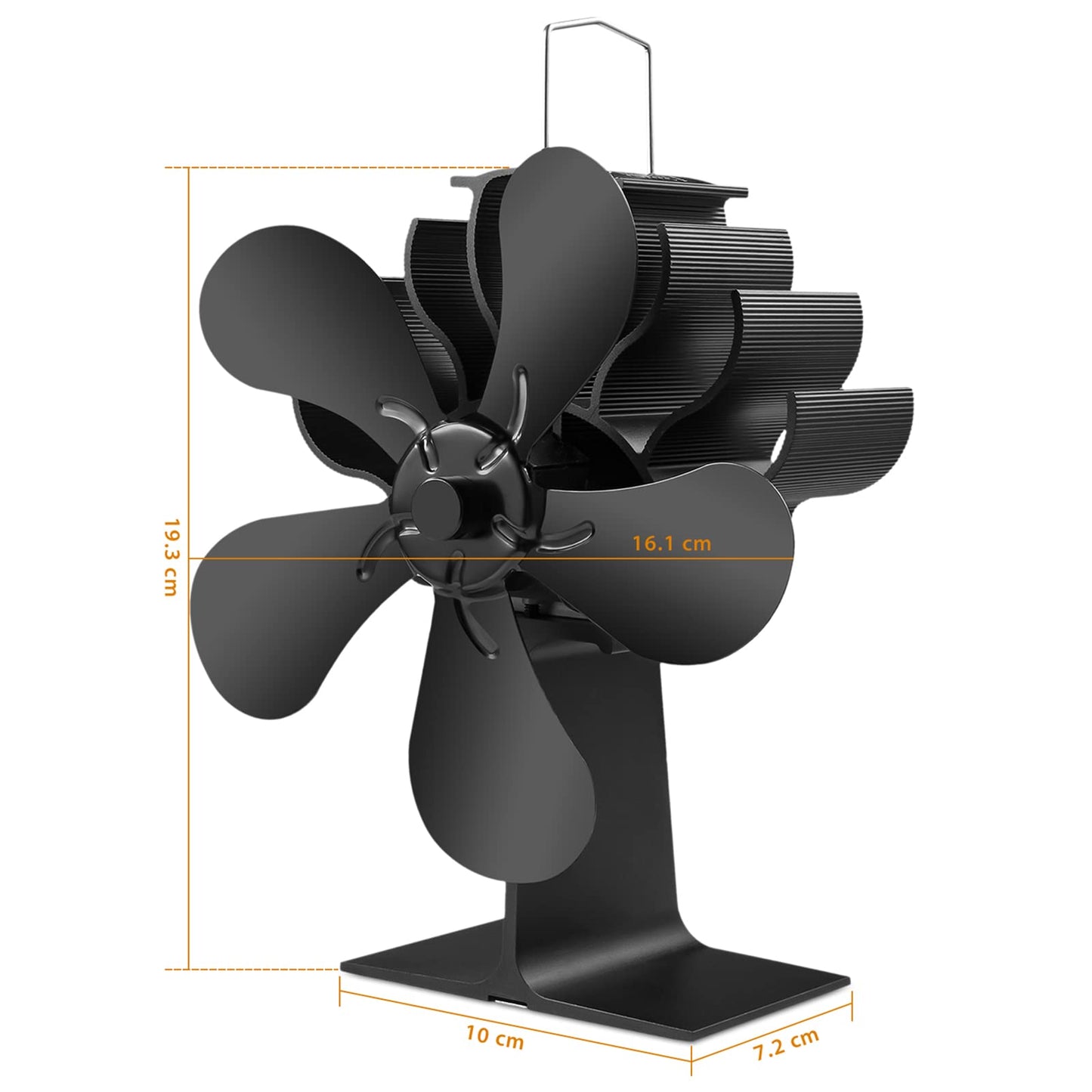 5 sheets Heat Powered Stove Fan - PYBBO Non-Electric Silent Fireplace Fan circulates warm air for gas/pellet/wood stoves