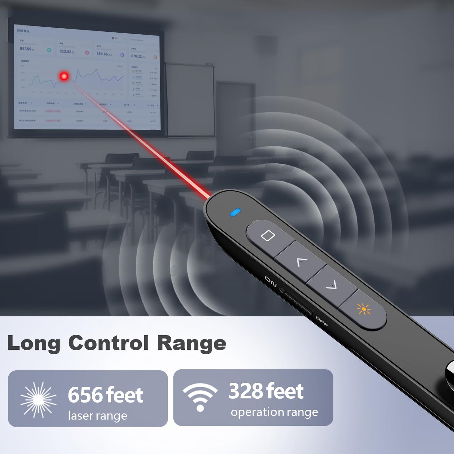 Norwii Rechargeable Wireless Presenter with Pointer for Powerpoint Remote, 2.4 GHz Presentation Clicker, Slide Clicker for PC/Laptop
