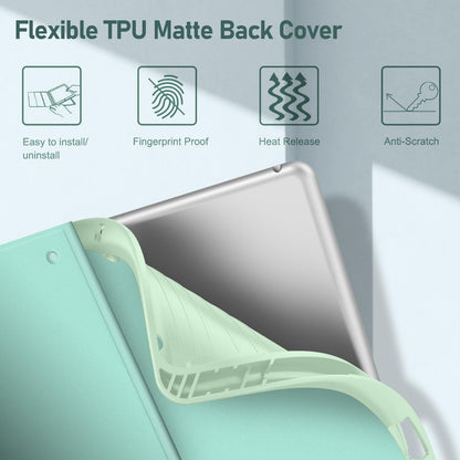 FINTIE Keyboard Case for iPad 10.2 Inch (9/8/7 Generation - 2021/2020/2019), protective cover with TPU backshell, pencil holder, and magnetically removable keyboard with QWERTZ layout, emerald.